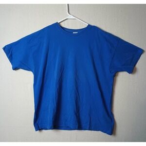 Vtg Fruit of the Loom Basic‎ T-Shirt Short Sleeve Blue Women XL Single Stitch R